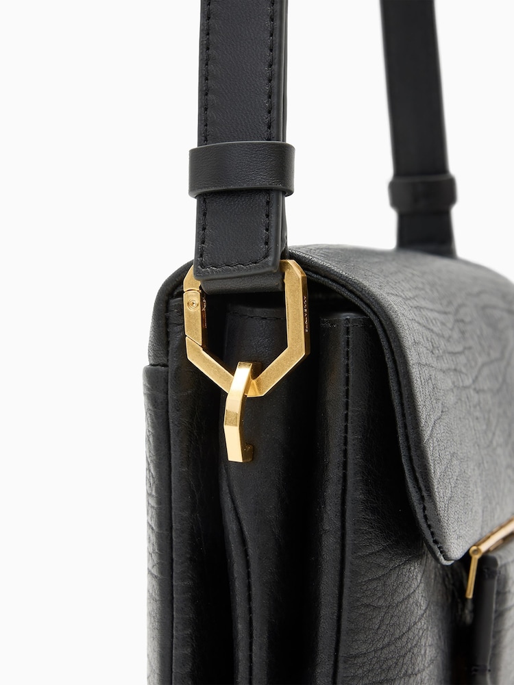 AllSaints Black Jupiter Grain Xbody Bag - Image 6 of 7
