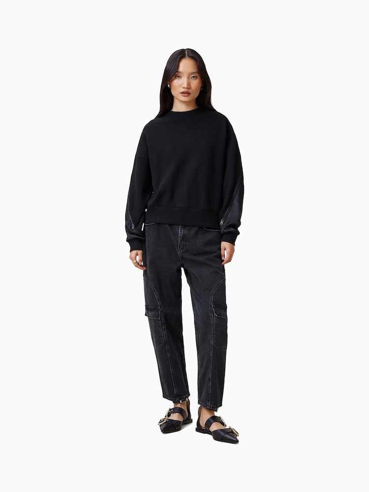 AllSaints Black Peggy Zip Sweatshirt - Image 3 of 7