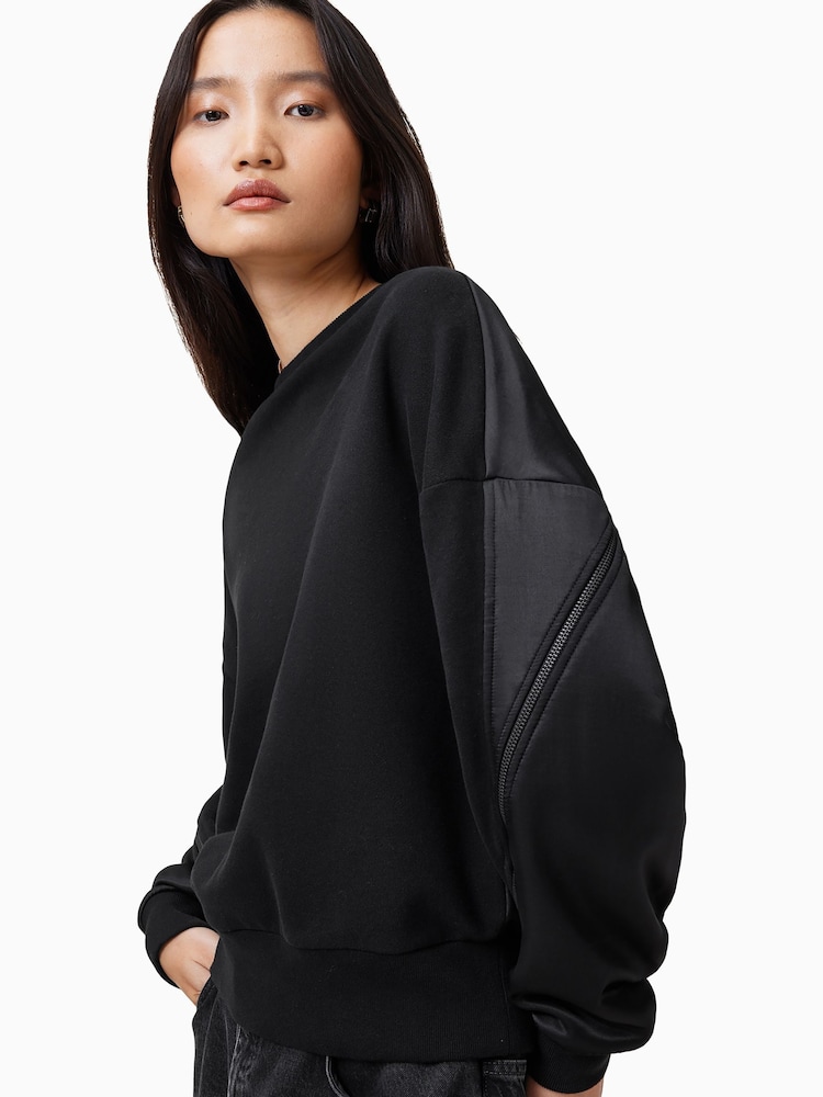 AllSaints Black Peggy Zip Sweatshirt - Image 4 of 7