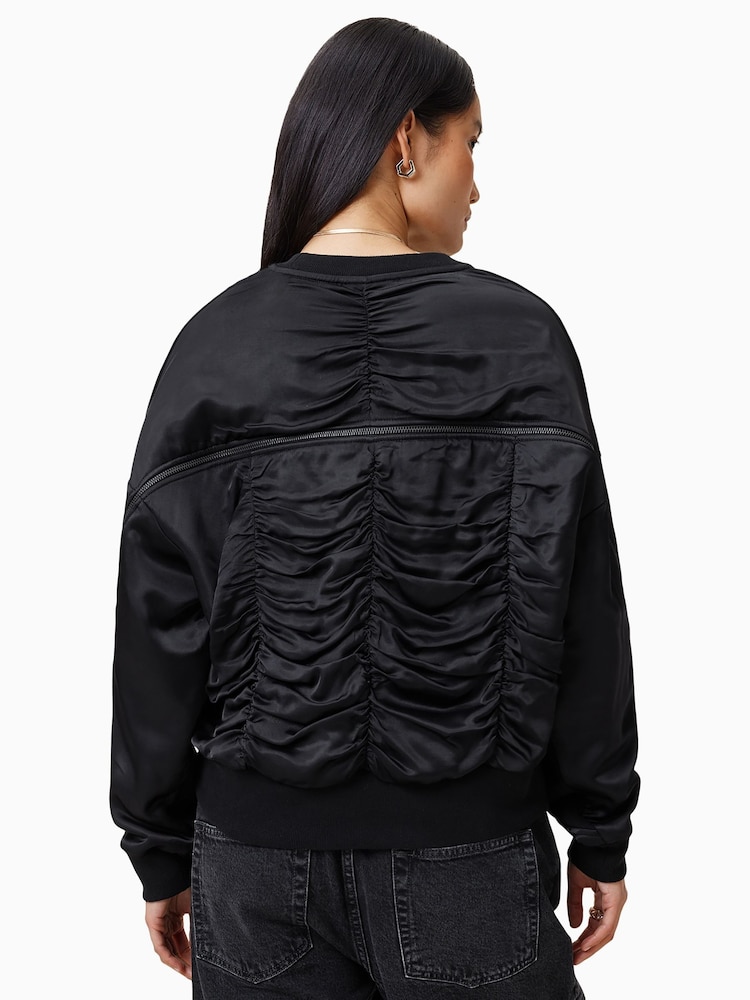 AllSaints Black Peggy Zip Sweatshirt - Image 6 of 7