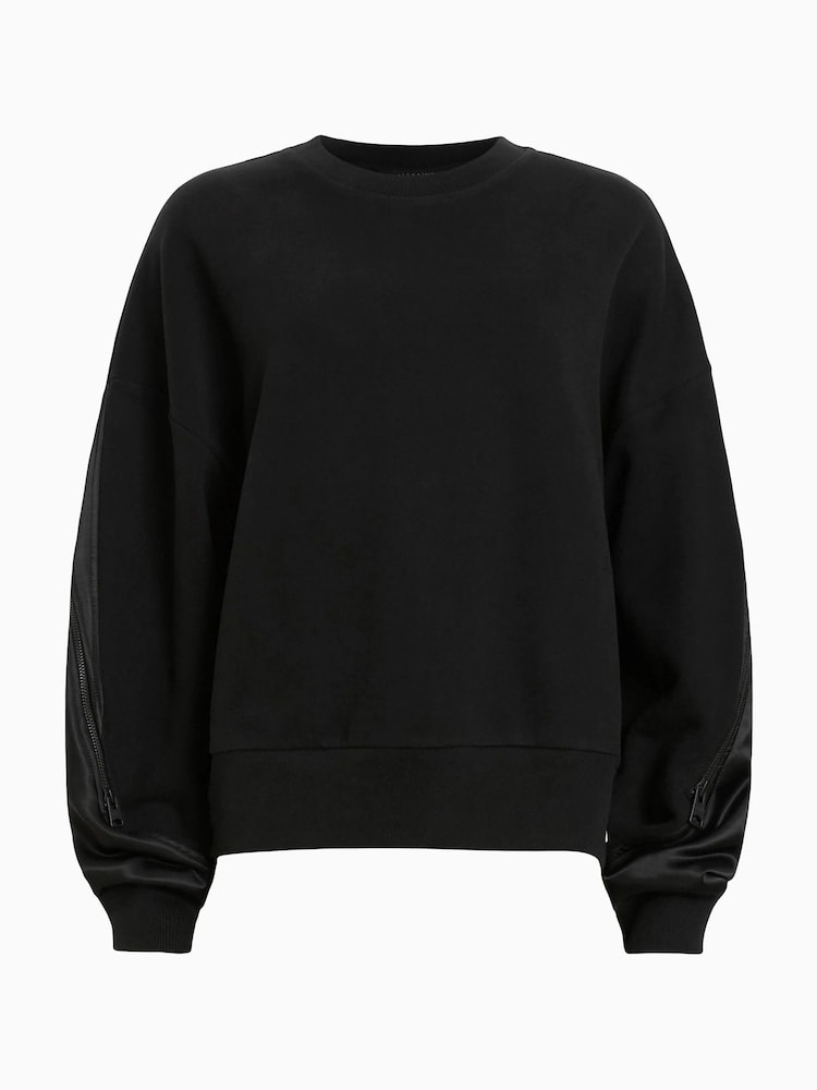 أسود - AllSaints Peggy Zip Sweatshirt - صورة 7 من 7