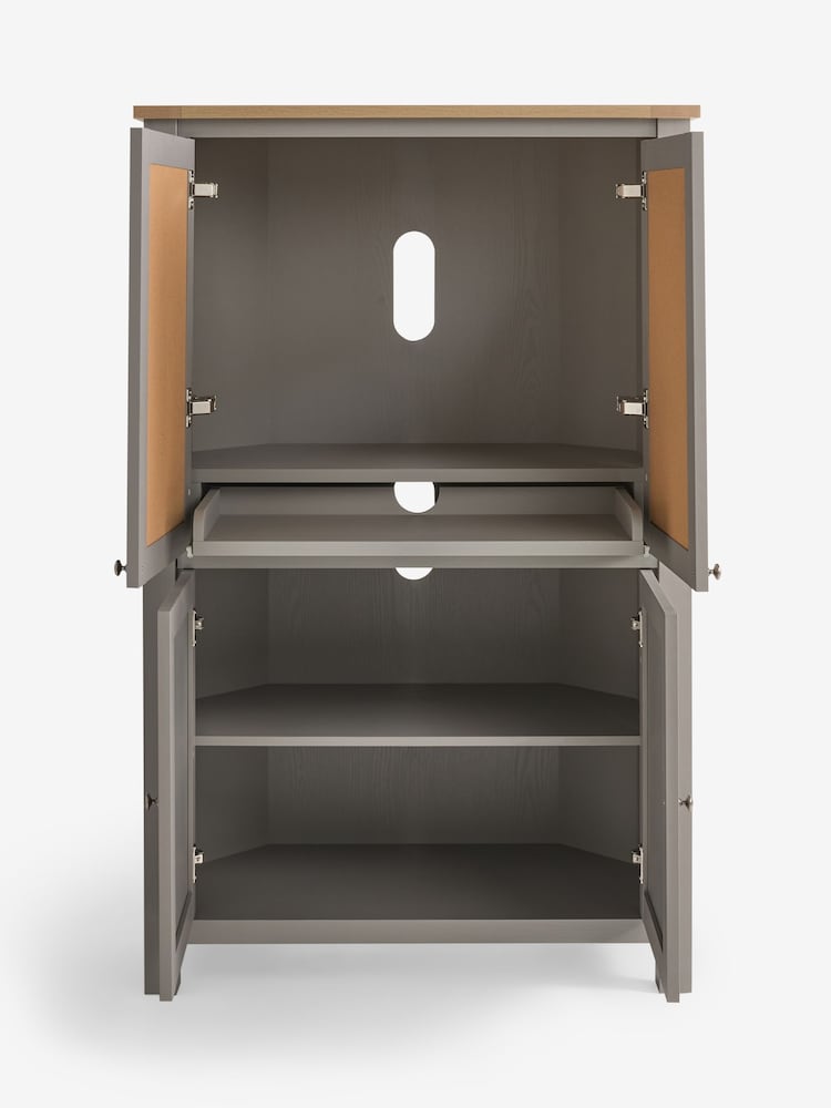 Dove Grey Malvern Oak Effect Corner Hideaway Desk - Image 2 of 3 Dove Grey Malvern Oak Effect Corner Hideaway Desk - Image 2 of 3