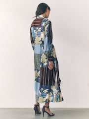 Light Blue Floral Twist Front Maxi Shirt Dress - Image 4 of 7