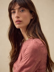Dusky Pink Mini Drapey Long Sleeve Asymmetric Dress - Image 4 of 7