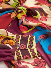 Dark Red Paisley Print - Twist Front Maxi Shirt Dress - Imagen 2 de 3