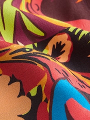 Dark Red Paisley Print Twist Front Maxi Shirt Dress - Image 8 of 8