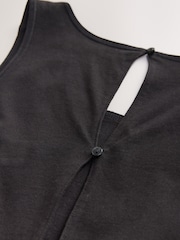 Black Sleeveless Jersey Tie Waist Jumpsuit - Image 6 of 7
