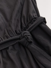 Black Sleeveless Jersey Tie Waist Jumpsuit - Image 7 of 7