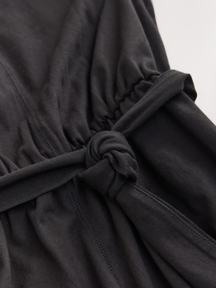 Black Sleeveless Jersey Tie Waist Jumpsuit - Image 7 of 7