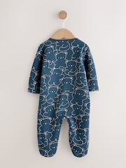 Navy Bear Baby Fleece Lined Sleepsuit - Image 2 of 7