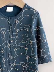 Navy Bear Baby Fleece Lined Sleepsuit - Image 3 of 7