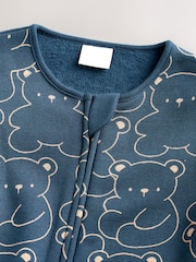 Navy Bear Baby Fleece Lined Sleepsuit - Image 4 of 7