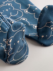 Navy Bear Baby Fleece Lined Sleepsuit - Image 6 of 7
