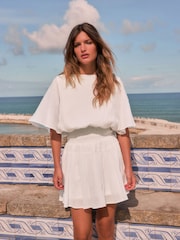 White Shirred Waist Playsuit - Image 2 of 7