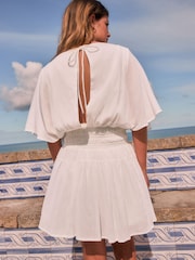 White Shirred Waist Playsuit - Image 3 of 7