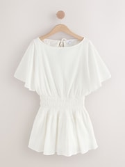 White Shirred Waist Playsuit - Image 5 of 7