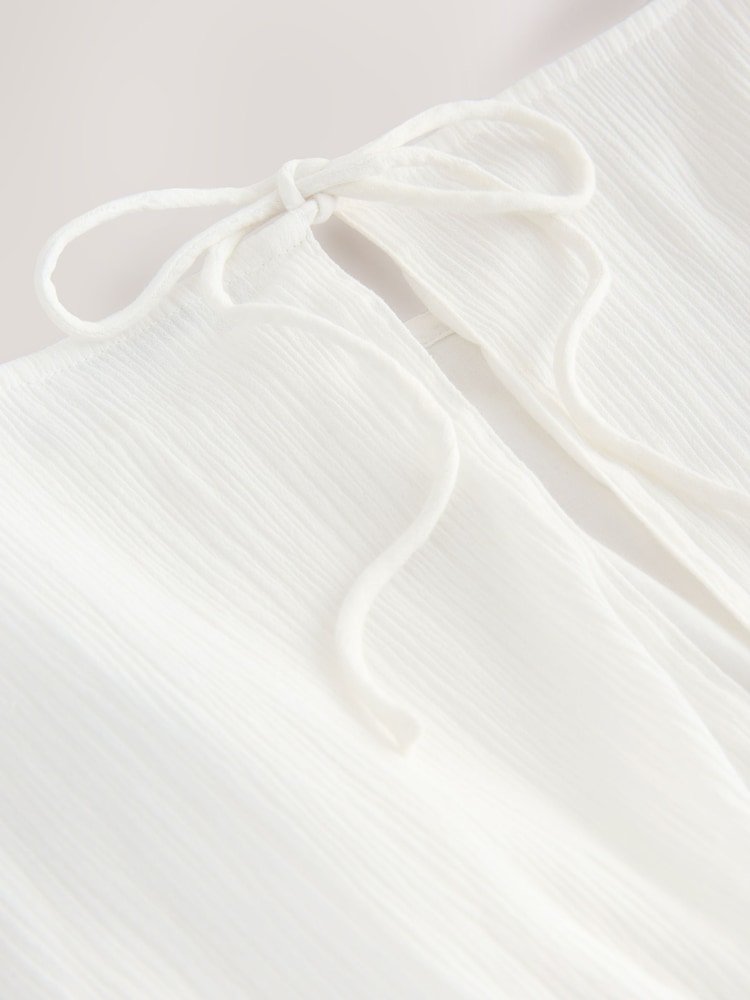 White Shirred Waist Playsuit - Image 7 of 7