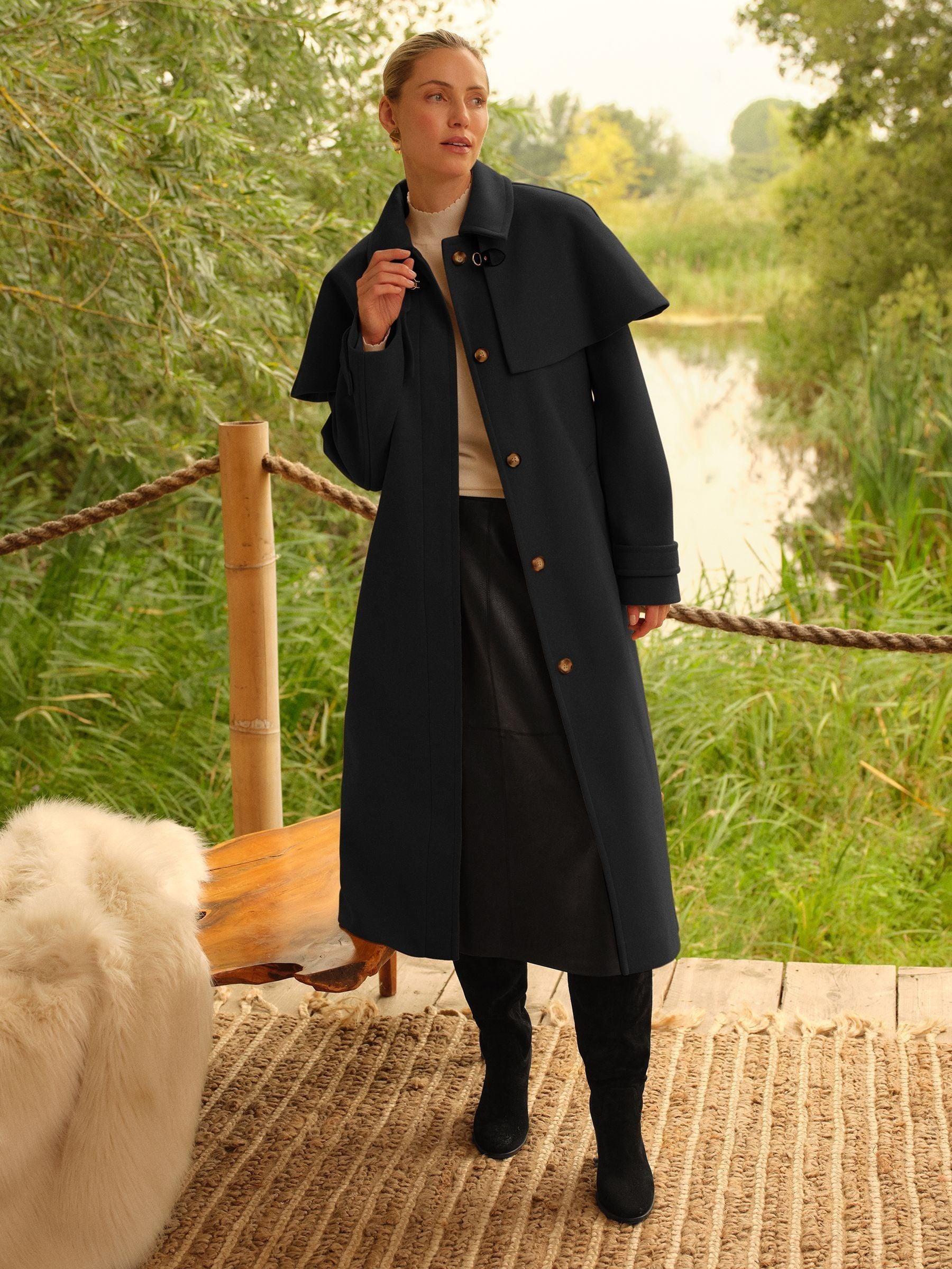 Buy Love & Roses Black Longline Cape Coat from Next USA