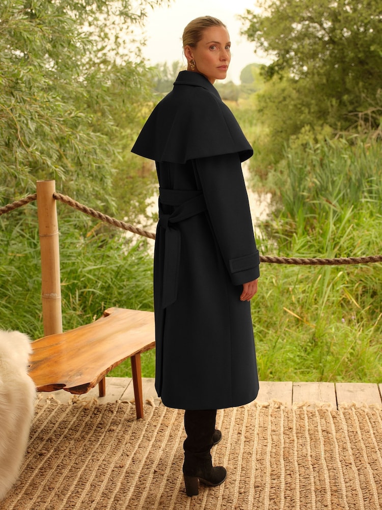 Love & Roses Black Longline Cape Coat - Image 4 of 4