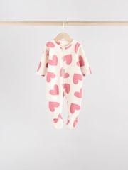 Pink 4 Pack Baby Micro Fleece Two Way Zip Sleepsuits - Image 3 of 13