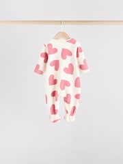 Pink 4 Pack Baby Micro Fleece Two Way Zip Sleepsuits - Image 4 of 13