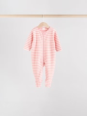 Pink 4 Pack Baby Micro Fleece Two Way Zip Sleepsuits - Image 5 of 13
