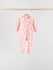 Pink 4 Pack Baby Micro Fleece Two Way Zip Sleepsuits - Image 7 of 13