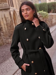 Love & Roses Black Petite Funnel Neck Wrap Coat - Image 4 of 4
