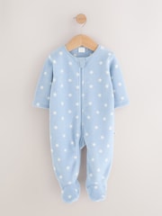 Blue Baby Micro Fleece Two Way Zip Sleepsuits 4 Pack - Image 2 of 12