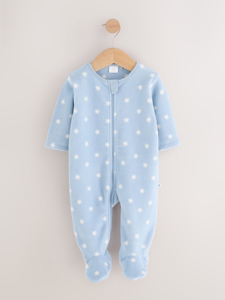 Blue Baby Micro Fleece Two Way Zip Sleepsuits 4 Pack - Image 2 of 12