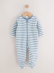 Blue Baby Micro Fleece Two Way Zip Sleepsuits 4 Pack - Image 3 of 12