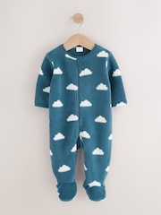 Blue Baby Micro Fleece Two Way Zip Sleepsuits 4 Pack - Image 4 of 12