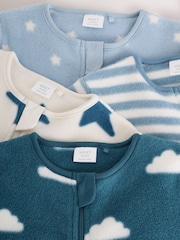 Blue Baby Micro Fleece Two Way Zip Sleepsuits 4 Pack - Image 7 of 12