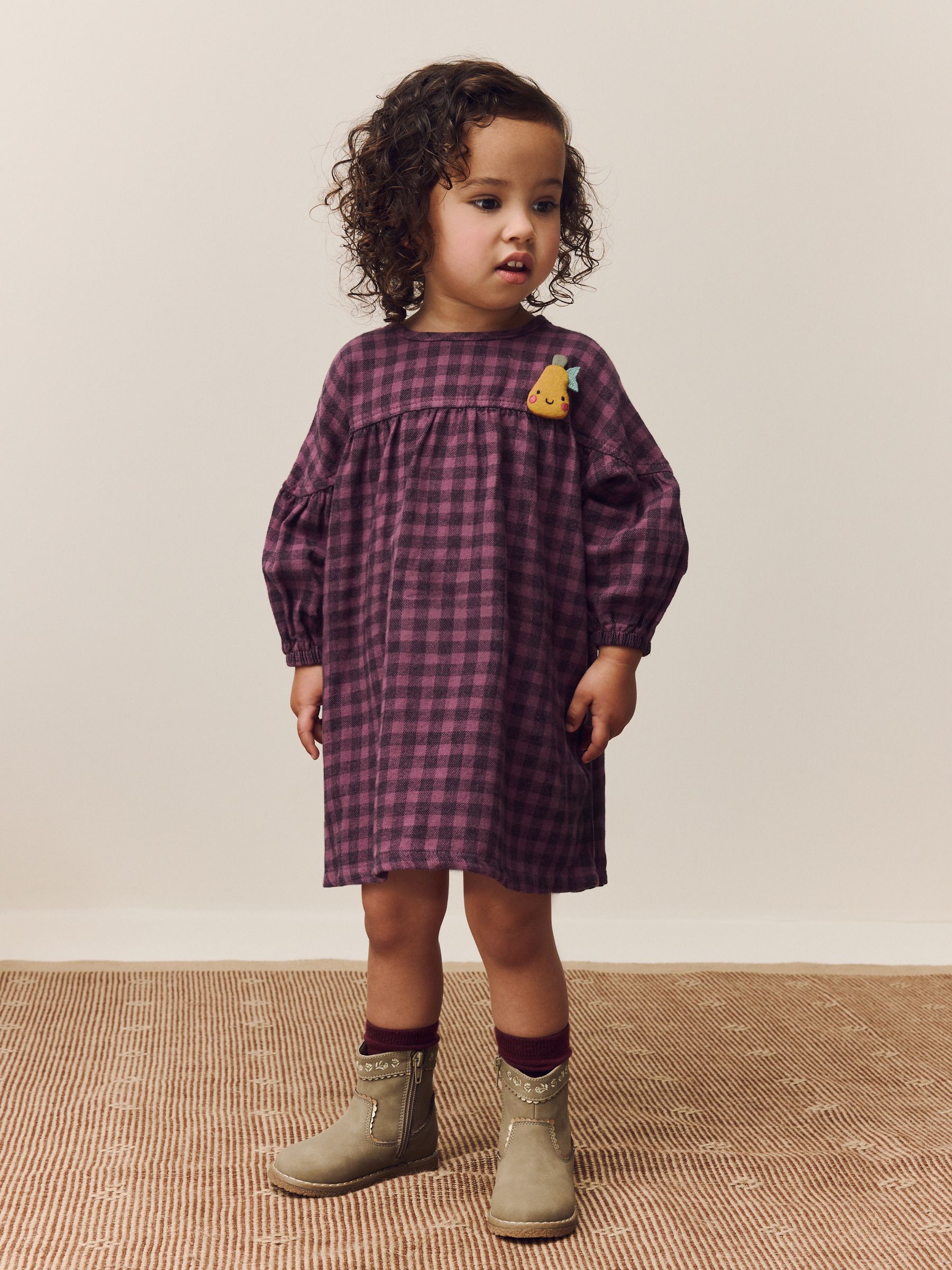 Purple Check Character Cotton Dress (3mths-8yrs)
