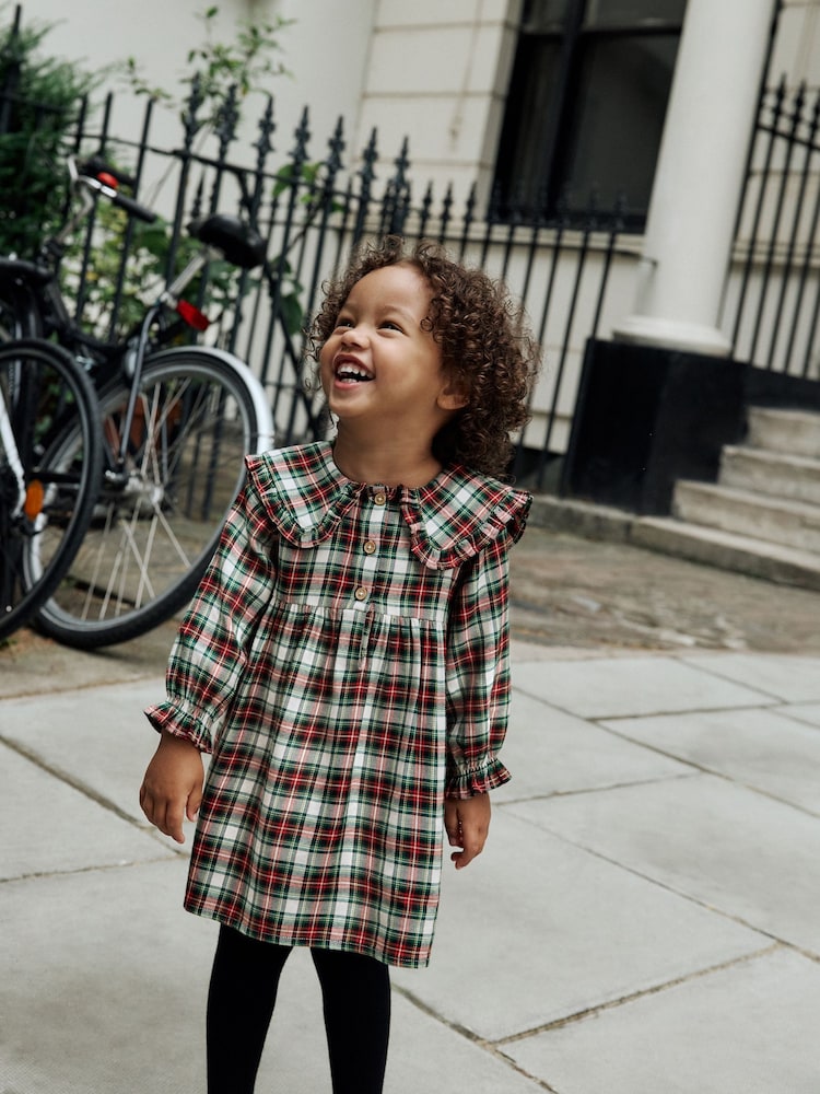 Red/Green Check Long Sleeve Collar Dress (3mths-8yrs) - Image 1 of 12