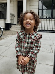 Red/Green Check Long Sleeve Collar Dress (3mths-8yrs) - Image 3 of 12
