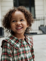 Red/Green Check Long Sleeve Collar Dress (3mths-8yrs) - Image 4 of 12