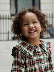 Red/Green Check Long Sleeve Collar Dress (3mths-8yrs) - Image 8 of 12