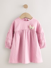 Pink Character Textured Dress (3mths-8yrs) - Image 4 of 7