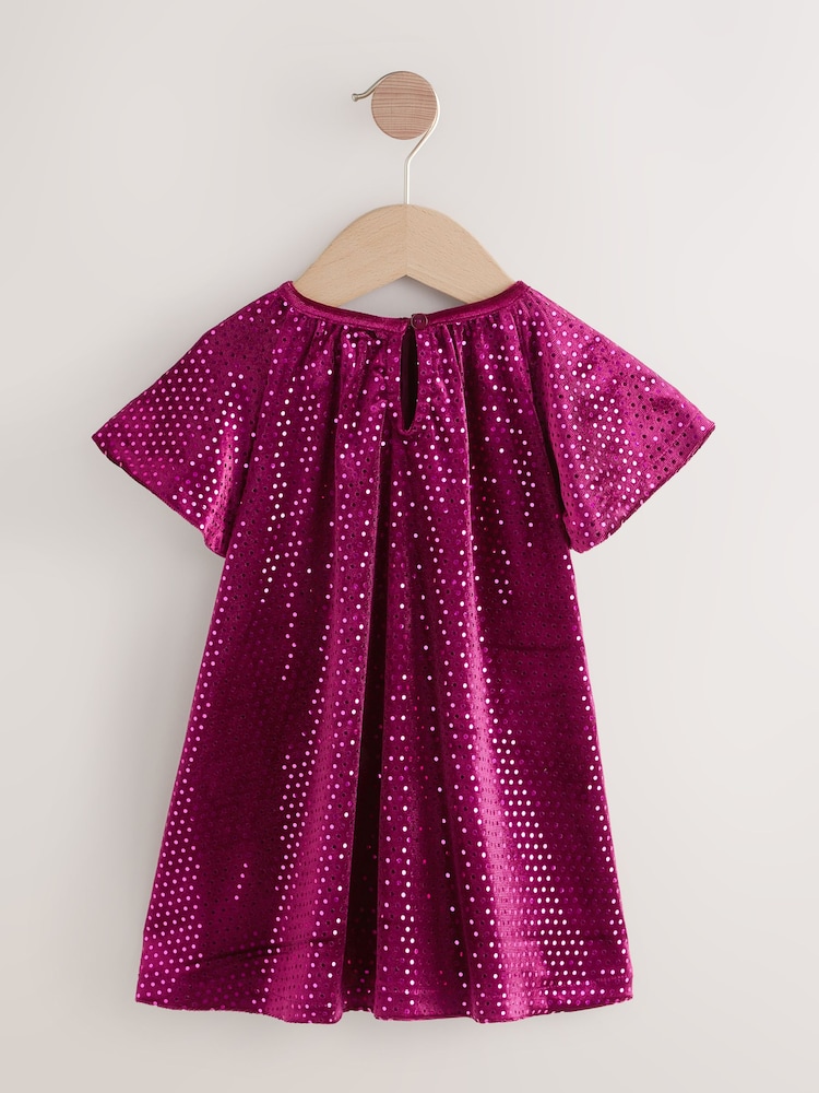 Buy Burgundy Red Sequin Velvet Party Dress (3mths-8yrs) from Next USA