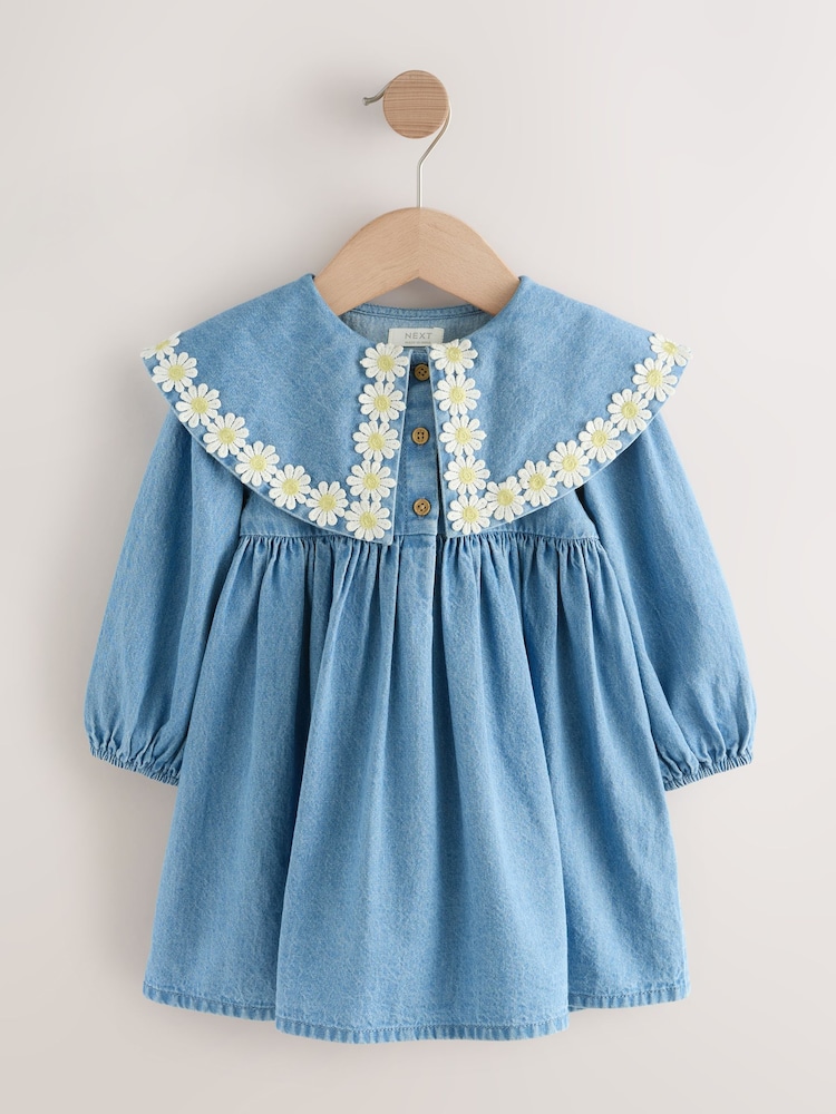 Denim Daisy Collar Dress (3mths-8yrs) - Image 1 of 4
