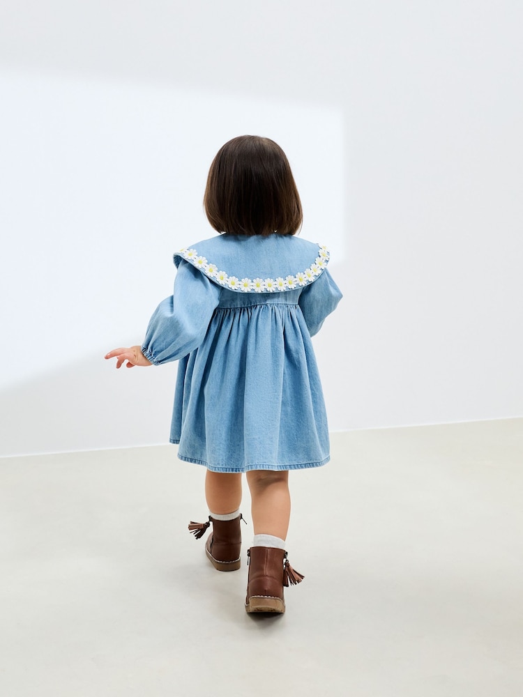 Denim Daisy Collar Dress (3mths-8yrs) - Image 2 of 7 Denim Daisy Collar Dress (3mths-8yrs) - Image 2 of 7