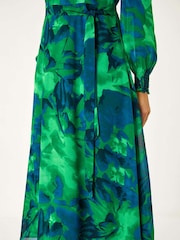 Roman Green Abstract Belted Midi Dress - Image 5 of 5