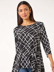 Roman Abstract Check Print Asymmetric Tunic - Bild 4 von 5