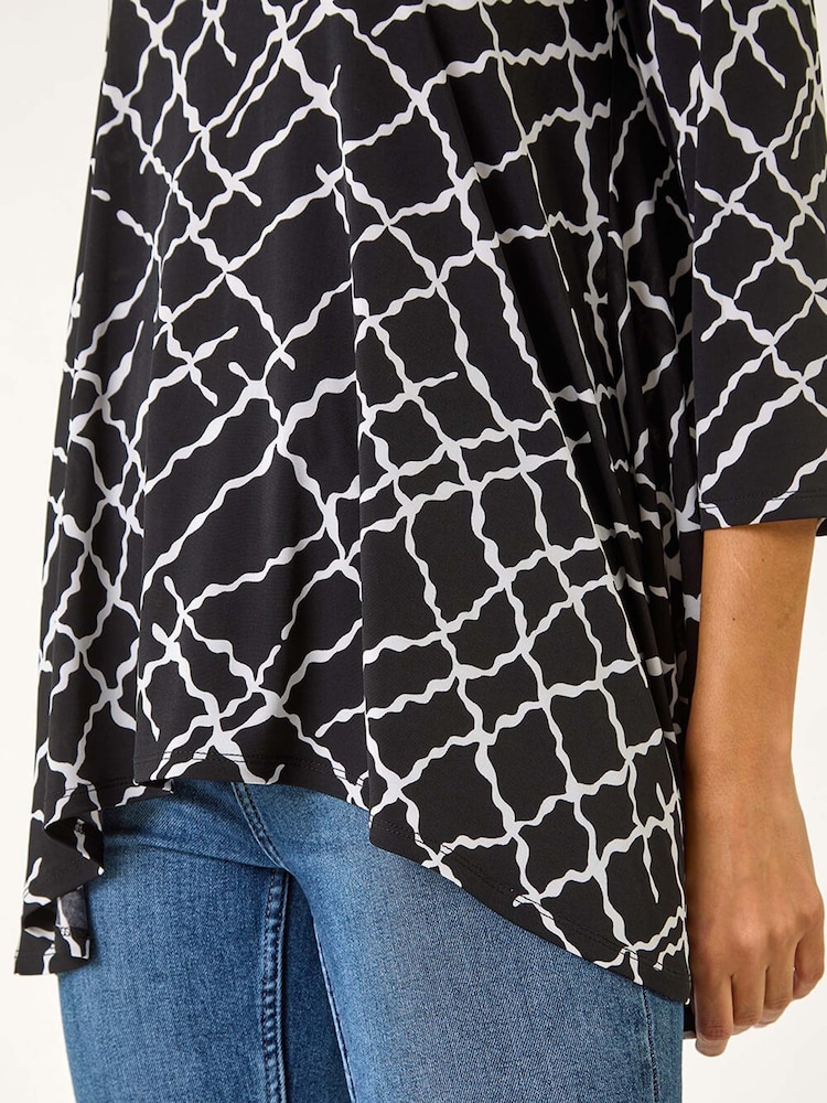 Roman Abstract Check Print Asymmetric Tunic - Bild 5 von 5