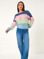 Dusk Pink/Blue Stripe Knit Jumper - Image 2 of 5