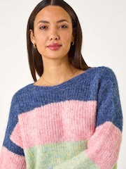 Dusk Pink/Blue Stripe Knit Jumper - Image 4 of 5