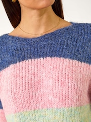 Dusk Pink/Blue Stripe Knit Jumper - Image 5 of 5
