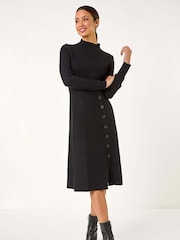 Roman Black Button Detail Knitted Dress - Image 1 of 5