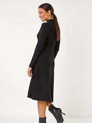 Roman Black Button Detail Knitted Dress - Image 3 of 5